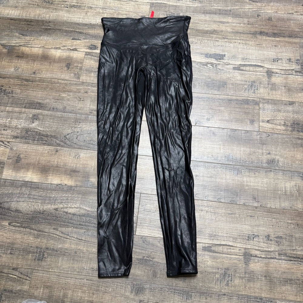 SPANX Glossy Black Faux Leather Leggings